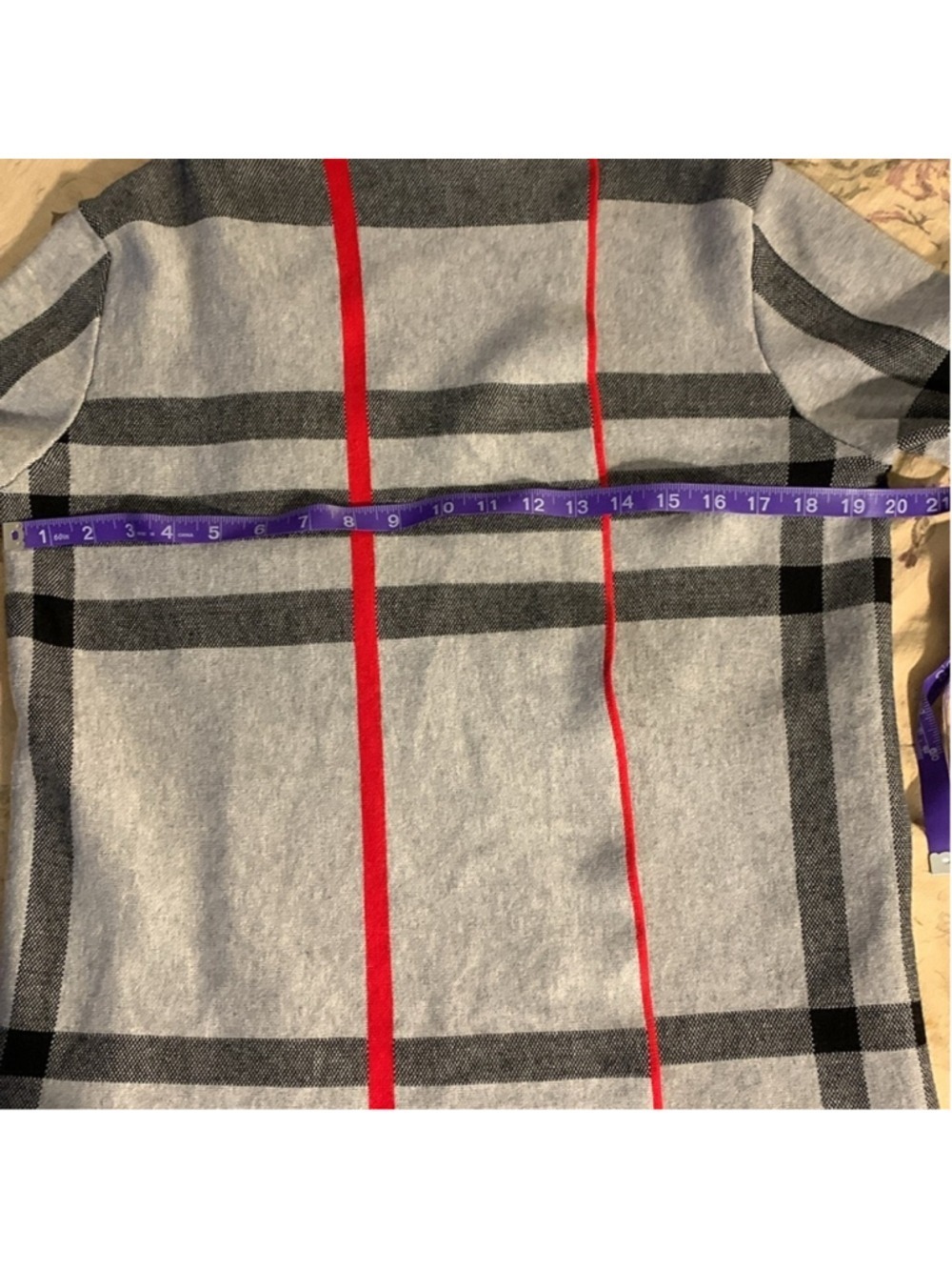 Alison Sheri plaid grey, red and black shacket/shardigan cardigan small - Picture 8 of 12